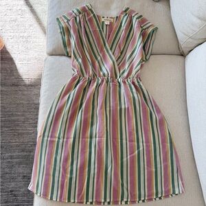 Striped Multicolor V-Neck Dress